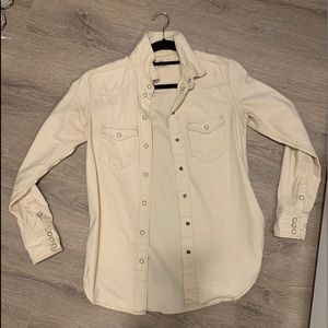 Pins and Needles destressed cream denim shirt